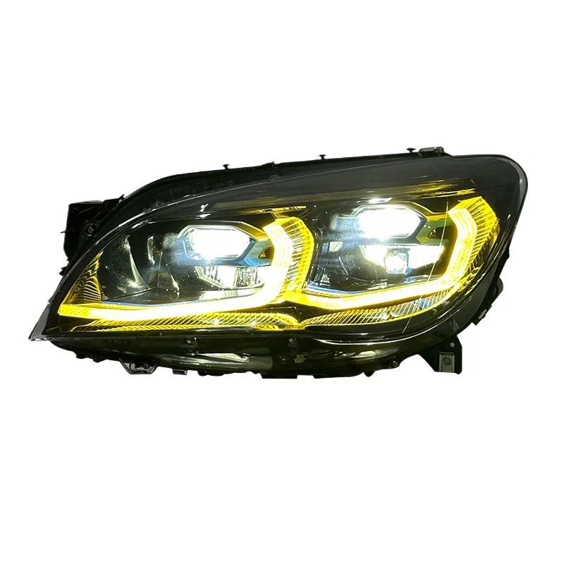 -For Upgraded G12 Style LED Headlight Assembly fo F02 2013-2015 Dual-Color LED DRL Sequential Turn Signal Laser Look Fr^