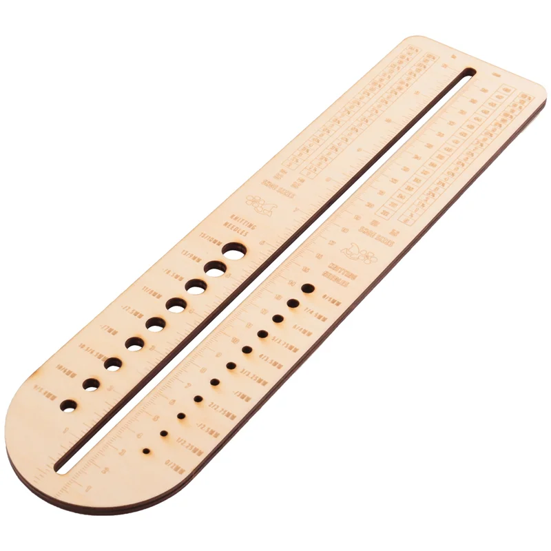 ABHU Wooden Sock Blockers For Knitting Needle Gauge Crochet Size Measurement Ruler Weaving Tool Needle Measuring Tool 32 X 8 X 0