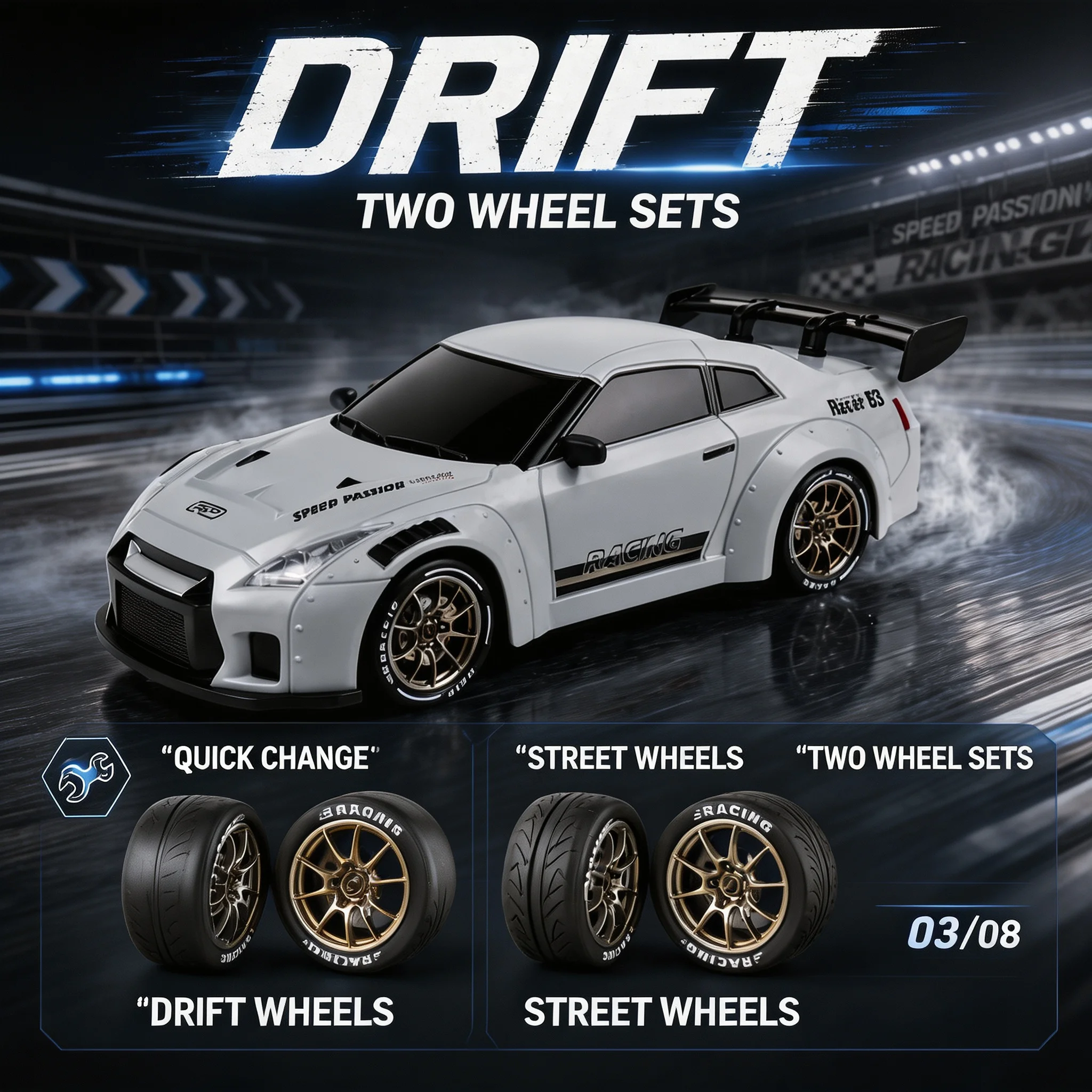 1/24 Competitive Drift RC Car Proportional Throttle Controllable Lights Boy Remote Control Car Toy Gift