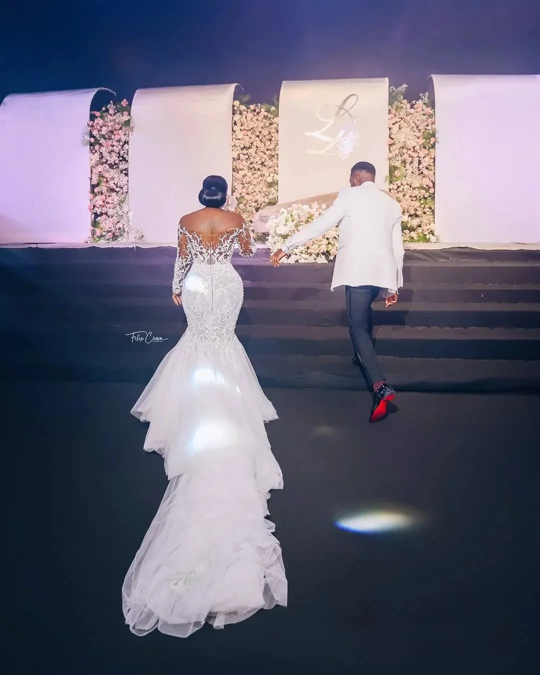 Customized Plus Size Aso Ebi Mermaid Wedding Dress Bridal Gowns Illusion Sheer Neck Long Sleeves Beaded Lace Tulle Dress