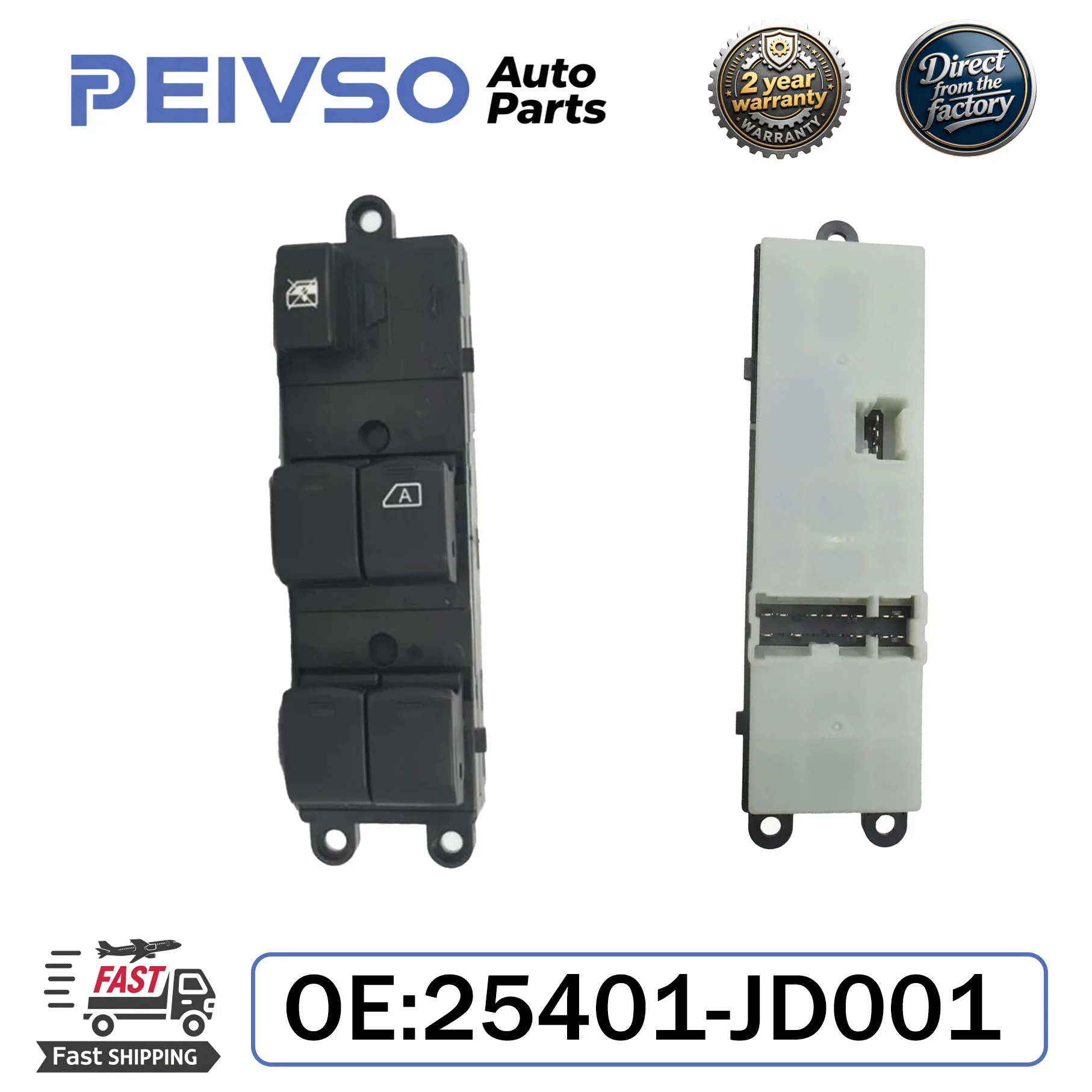 PEIVSO Front Left Master Power Window Switch 25401-JD001 25401-EB30B For Nissan Navara D40 Qashqai Pathfinder 2004-2016