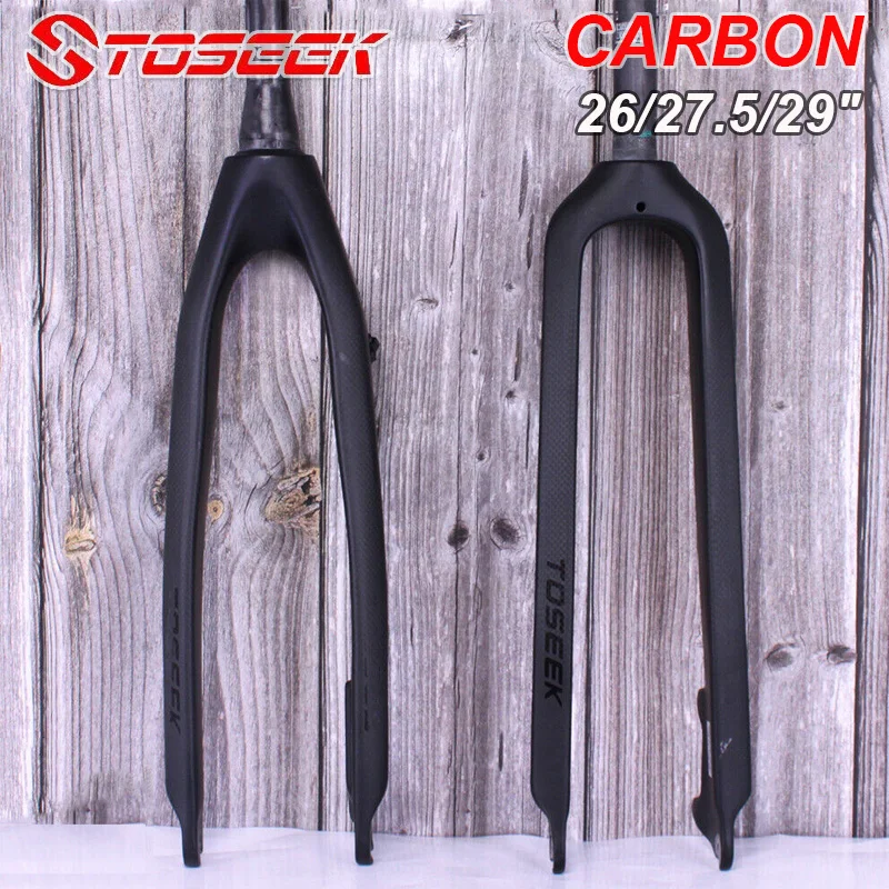 

TOSEEK MTB Disc Brake Rigid Fork 26/27.5/29 Inch Mountain Bike 1-1/8" Cabon Fiber Forks Straight/Tapered Bicycle Front Fork