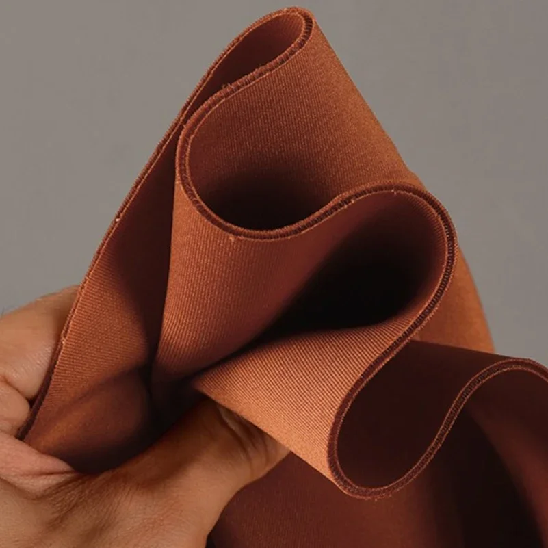 Camel Brown Thick Knitted Fabric Four Ways Elastic for Sewing Dresses Clothes by Half Meter