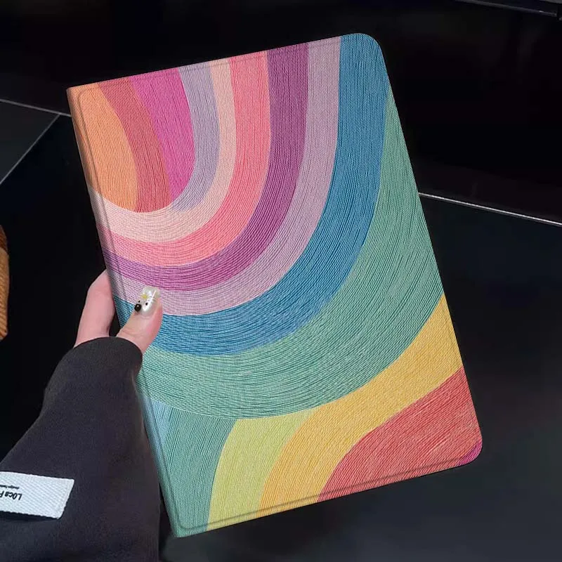 

Colorful Wavy Pattern Art Tablet Case For Huawei Honor MatePad MediaPad Air 5 6 7 11 V6 V7 V8 V9 X9 X8 T10 T10s C5e T5 Gift