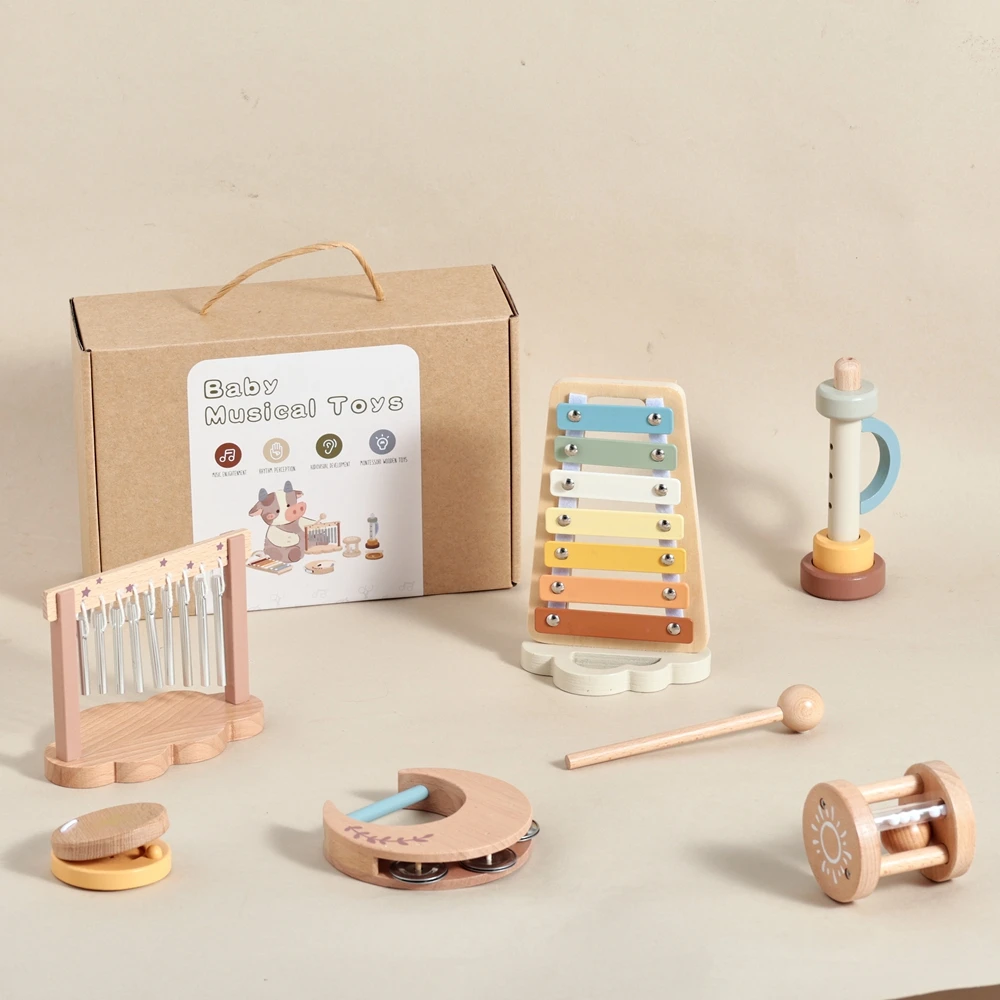 7pc Sets Musik Spielzeug für Kinder Musik Instrumente Mädchen Spielzeug Holz Cartoon Pädagogische Instrumente kinder Spielzeug Instrumente – Detail 9