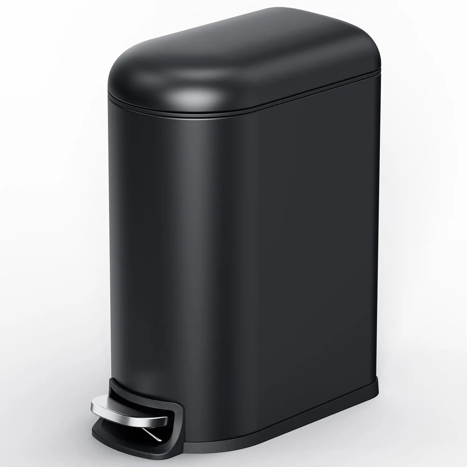 

Small Bathroom Trash Can with Soft Close Lid, 5L Stainless Steel Slim Garbage Bin with Step Pedal for Office, Bedroom, Toilet