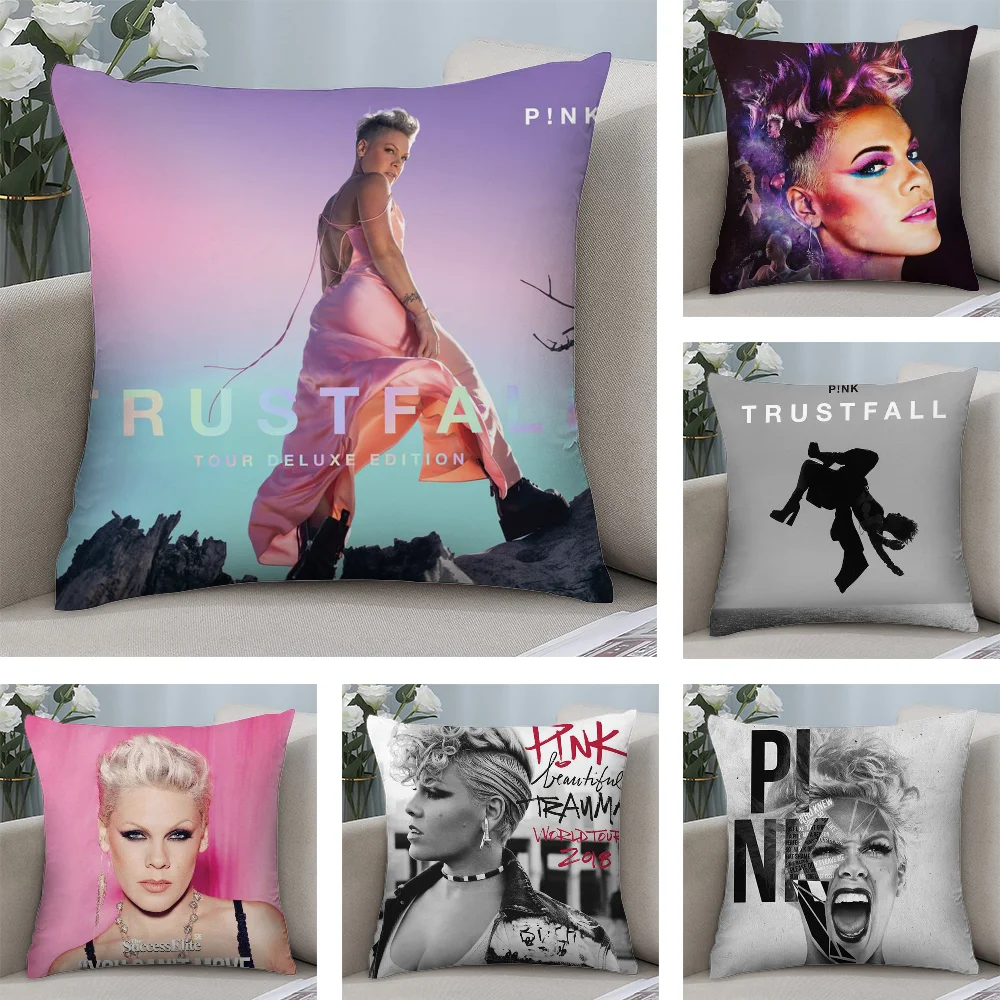 

Pink Trustfall P-P!nk Pillow Case Short Plush Pillow Covers Sofa Decorative Gift Home Double-sided Printing Cushion Cover