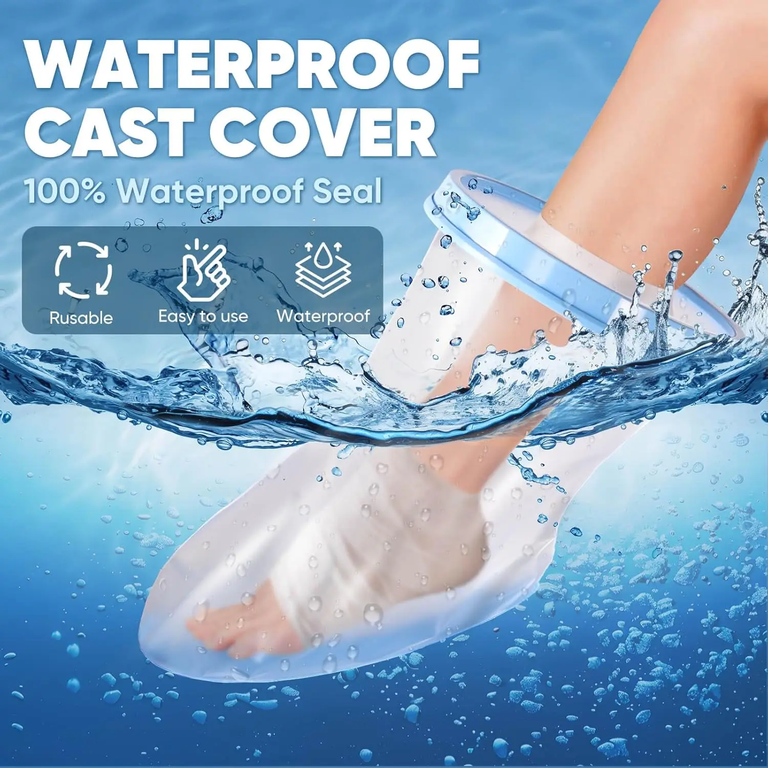 Adult postoperative foot waterproof protective cover non-slip sole ankle protective bath shoes