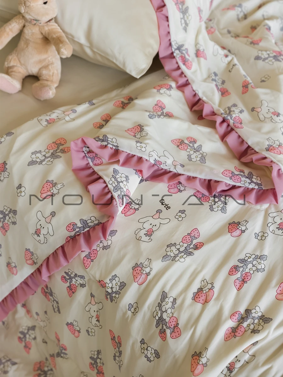 Small fresh floral summer cool silk air conditioner quilt soybean quilt machine washable