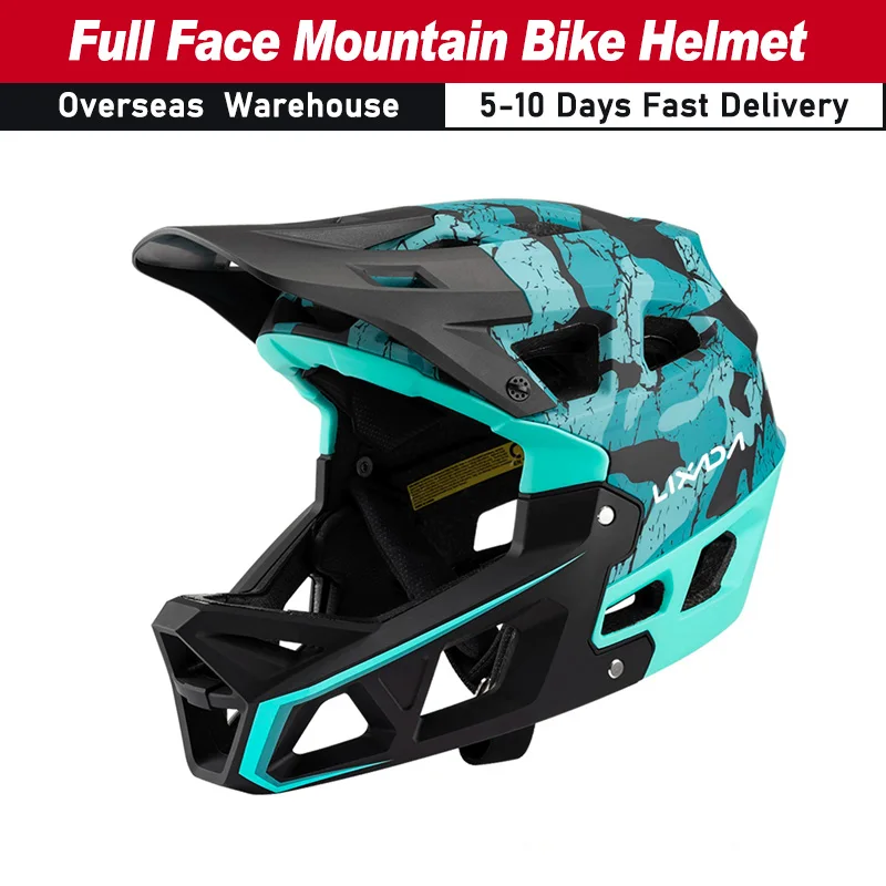 LIXADA Full Face Mountain Bike Helmet Adult Racing Downhill MTB Helmet for Mountain Bike Cool Bicycle Helmet Mtb Accessories