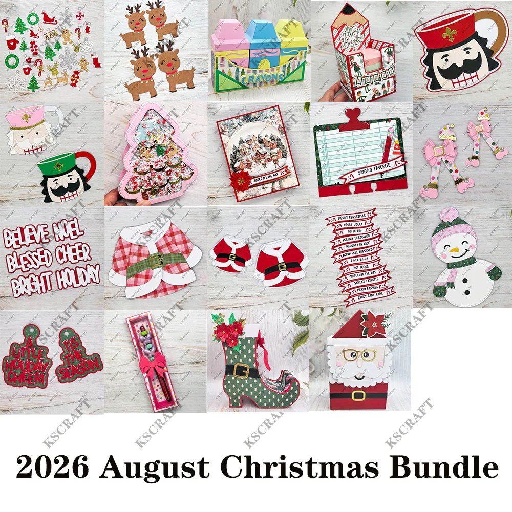 KSCRAFT 2026 August Christmas Bundle Metal Cutting Dies Stencils for DIY Scrapbooking Decorative Embossing DIY Paper Cards