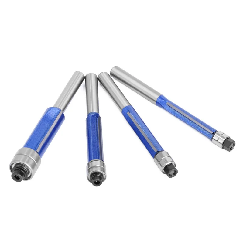 Juego de fresas de carburo de tungsteno para madera, brocas de enrutador CNC con rodamiento 1/4, 6mm, embellecedor al ras, rodamiento de brocas de enrutador