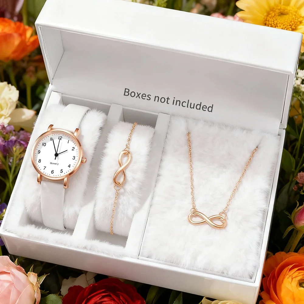 3pc trendy and elegant women's quartz watch and accessory combination set is the best choice for gift giving