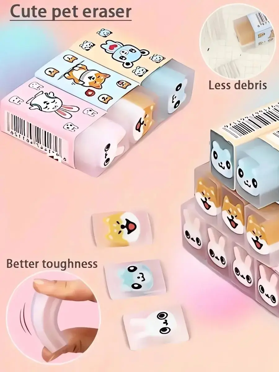 3pcs/6pcs schattig dierlijk rubber, creatieve cartoon jelly gum met zoete geur, leuk cadeau voor kinderen en studenten - afbeelding 2