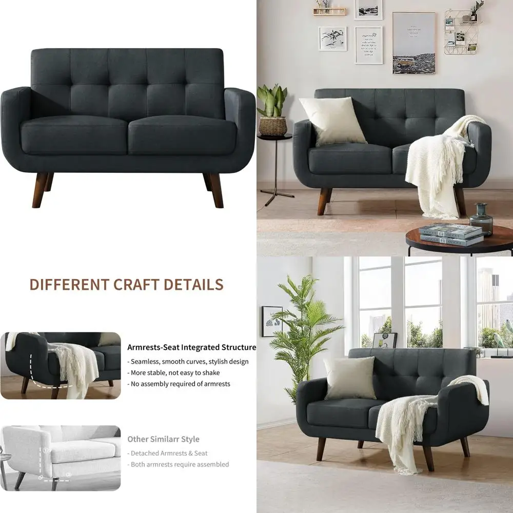 أريكة Loveseat الحديثة في منتصف القرن، أريكة صغيرة معنقدة مقاس 51 بوصة للمساحات الصغيرة، مثالية لغرف المعيشة وغرف النوم والشقق، #1