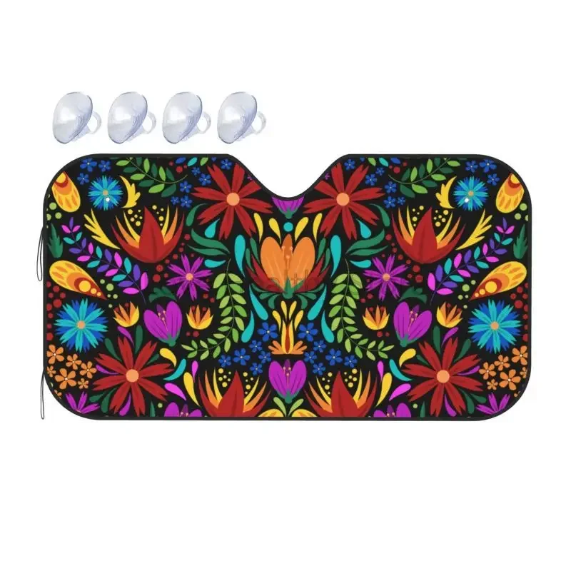 

Мексиканский красочный цветок, переднее лобовое стекло автомобиля, солнцезащитный козырек, авто окно, солнцезащитный козырек, складной защитный козырек, блок УФ-лучей