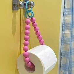 Pink Hanging Beaded Tissue Holder Toilet Paper Holder Phone Chain Multifunctional Decoration Paper Storage Box Home Accessories