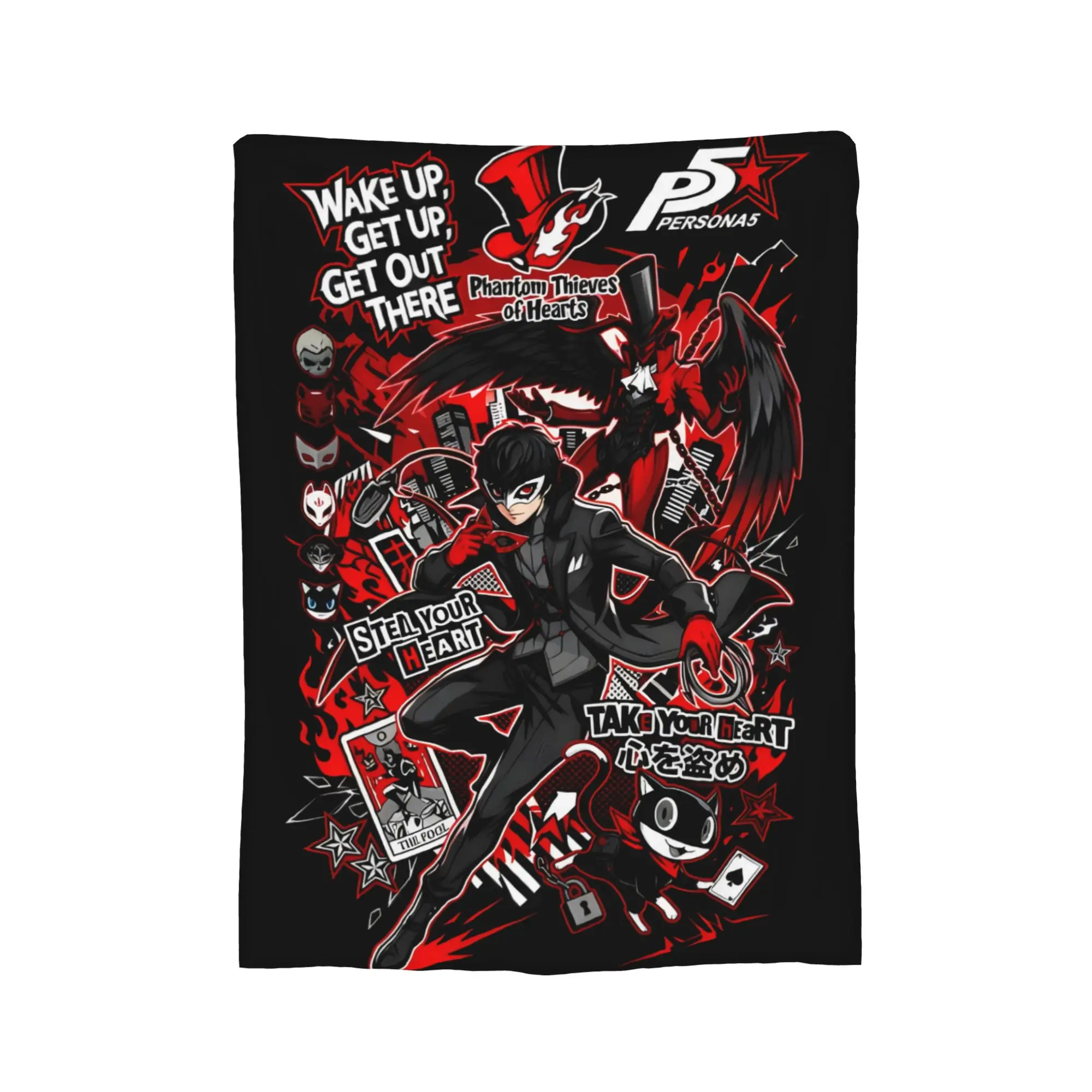 Persona  Joker Phantom Thieves Fleece Blanket  Awesome Throw Blanket for Bed Sofa Couch 150*125cm Bedspreads