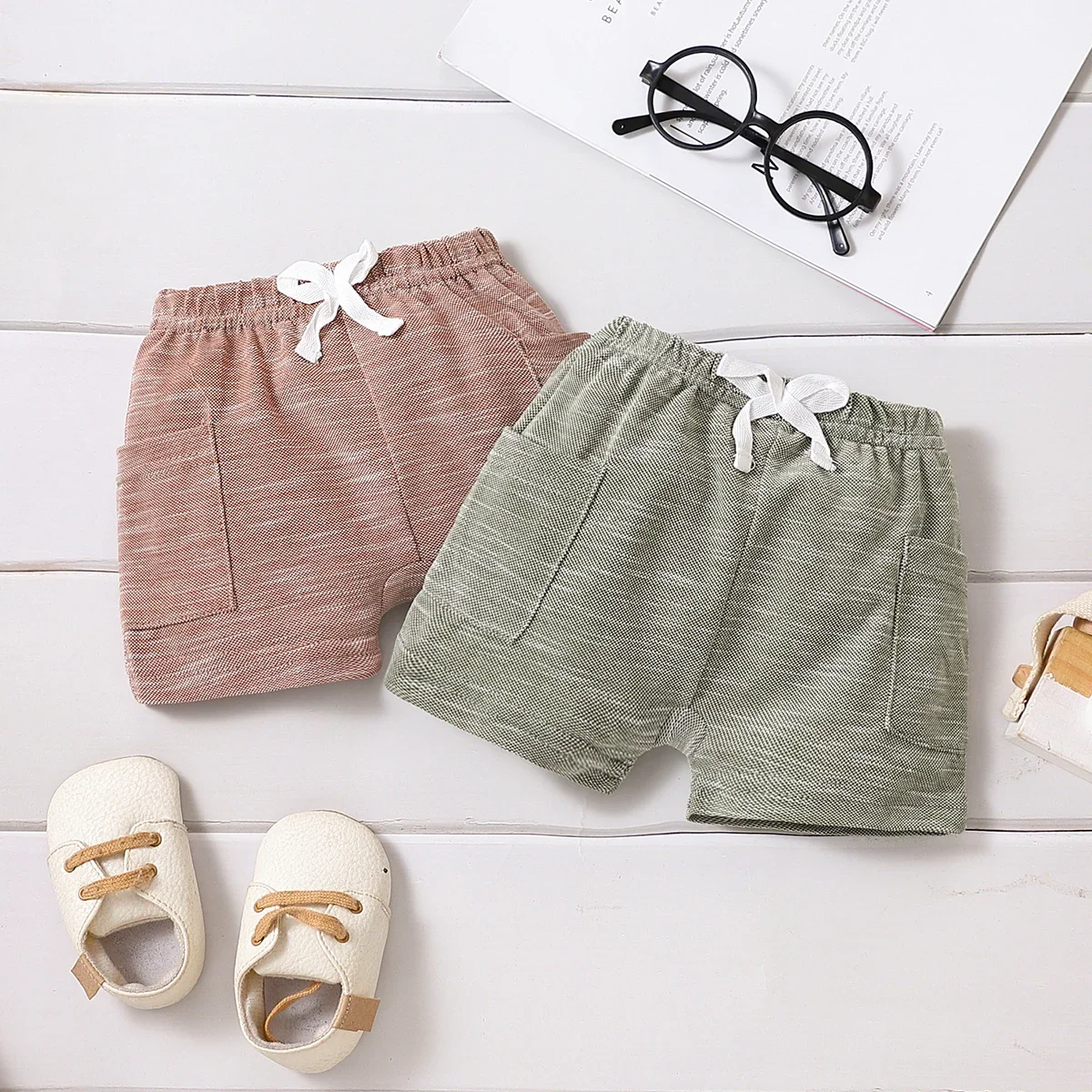 PatPat Baby Boy Solid Patch Pocket Shorts Suitable for Summer Season Soft and Comfortable  Perfect for Outings and Daily Wear