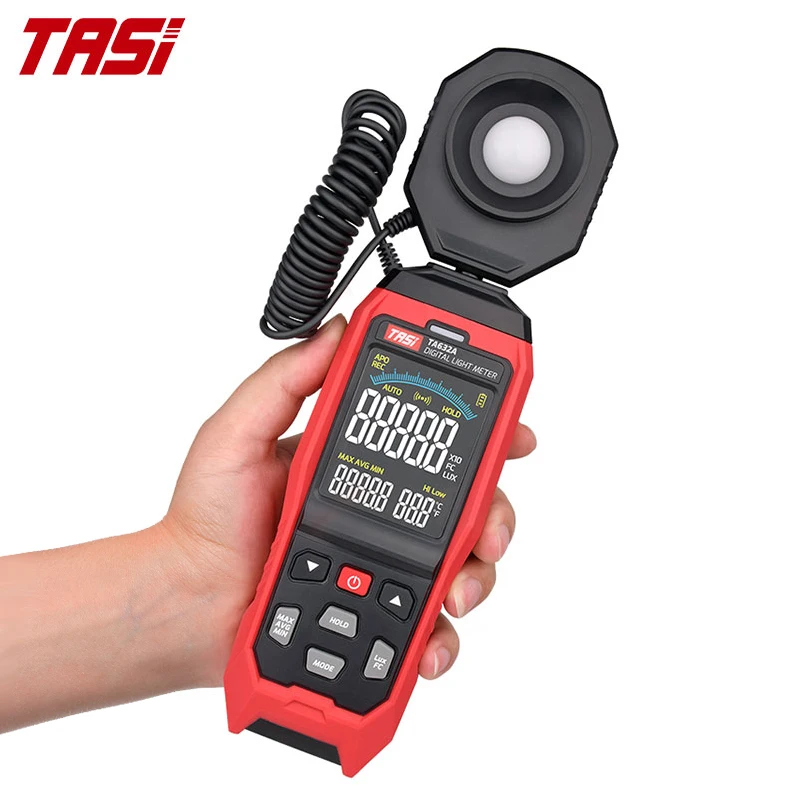 

TASI TA632A TA632B Digital Light Meter Photography Luxmeter Detachable Probe Illuminometer Lux/Fc Photometer Enviromental Tester