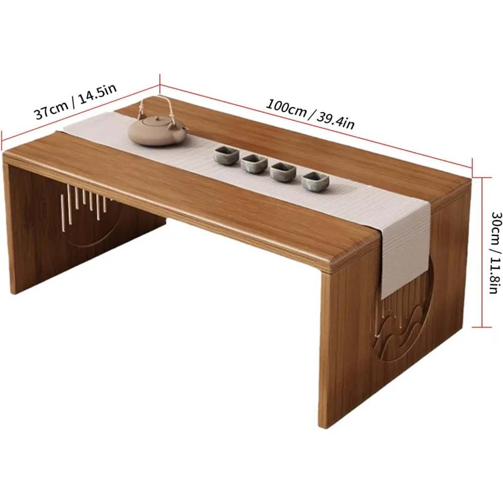 Portable Bamboo Folding Coffee Table for Floor Seating, Easy Setup, No Assembly Required