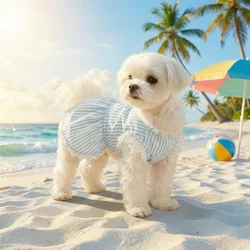 Vestido a rayas azul y blanco para perros pequeños y medianos