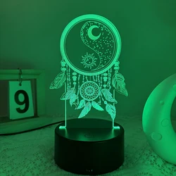 1PC Dreamcatcher 3D Nightlight - 7 color LED with touch light base, USB-powered, perfect home decor gift