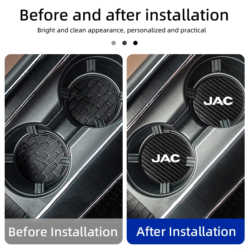 Serat Karbon Mobil Coaster Cangkir Air Botol Pemegang Anti-Slip Pad Minuman Pemegang Tikar Aksesoris untuk JAC Refine J3 J4 J7 JS3 JS4 KR1