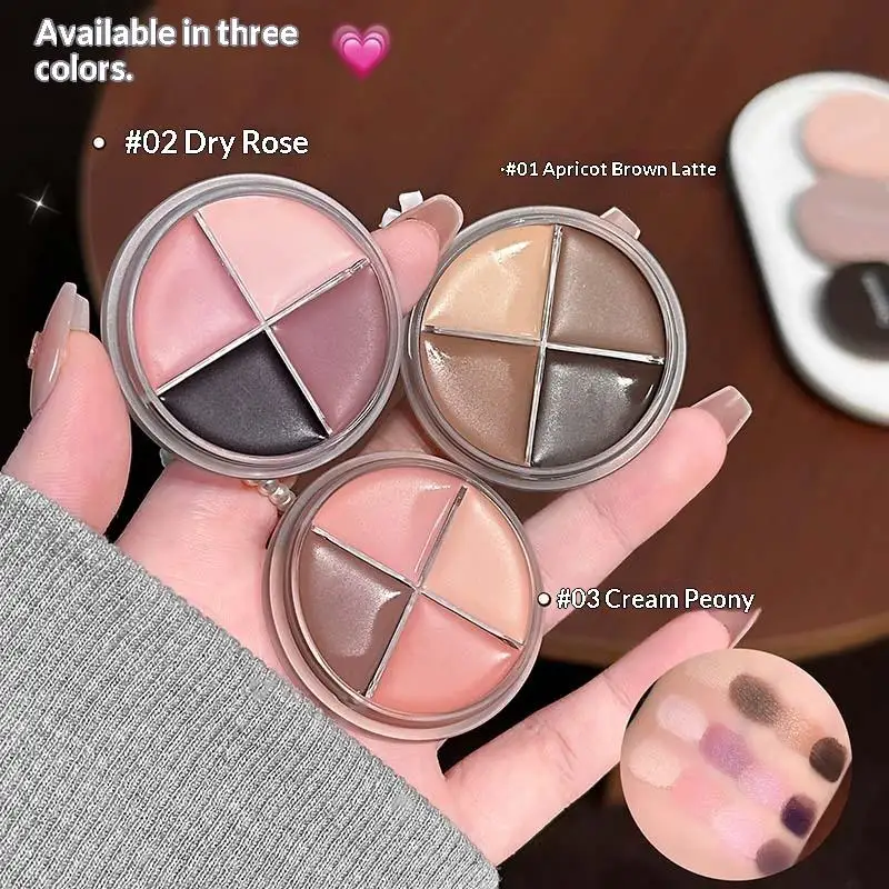 1 szt. Paleta Cieni do Powiek Cappuvini Matte Velvet 4 Kolory z Eyelinerem, Rozświetlaczem i Konturówką, Uroczy Zestaw Kosmetyków do Makijażu Oczu