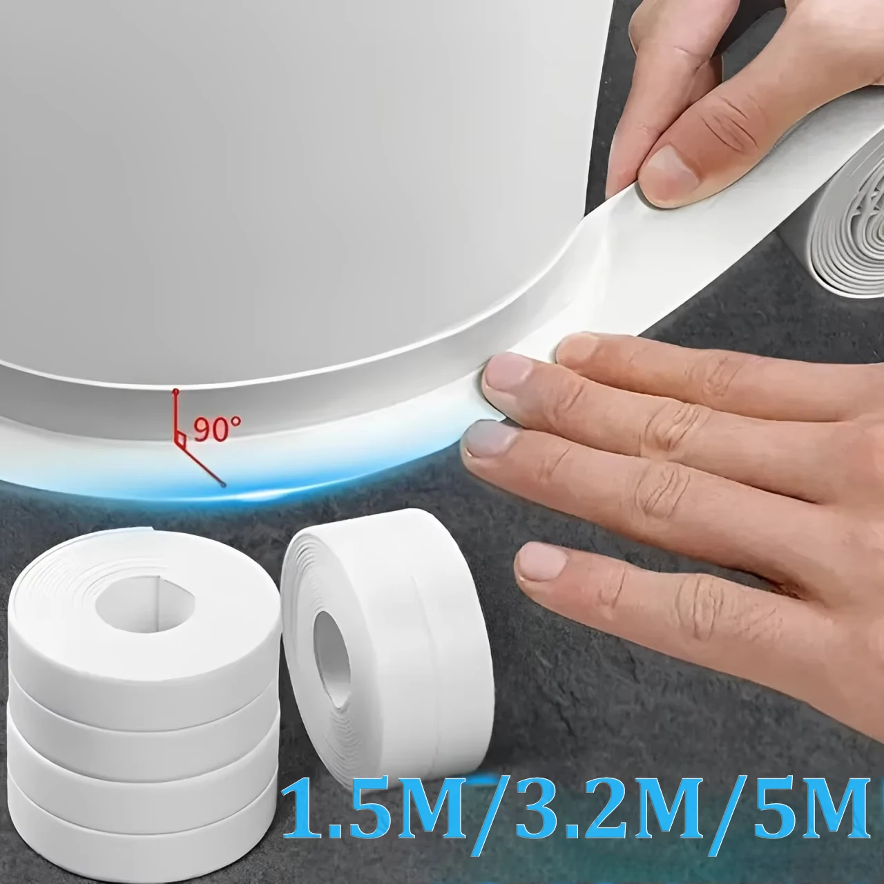 Bathroom Water Bath Sealing Tape Weather Strip Adhesive Anti-Mildew Caulking Border Waterproof Isolation for Bathrooms