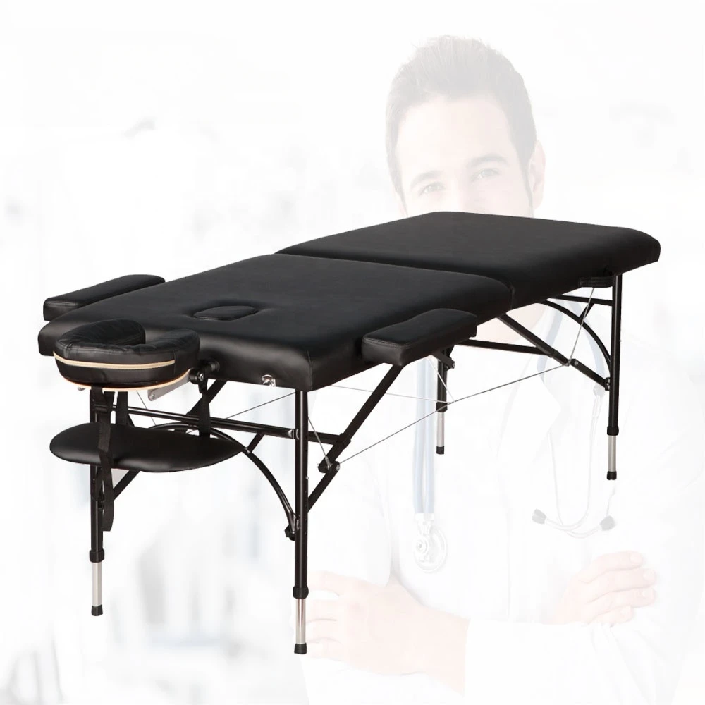 

Hot Sale Adjustable Portable Aluminum 3 Section Folding Massage Table For SPA