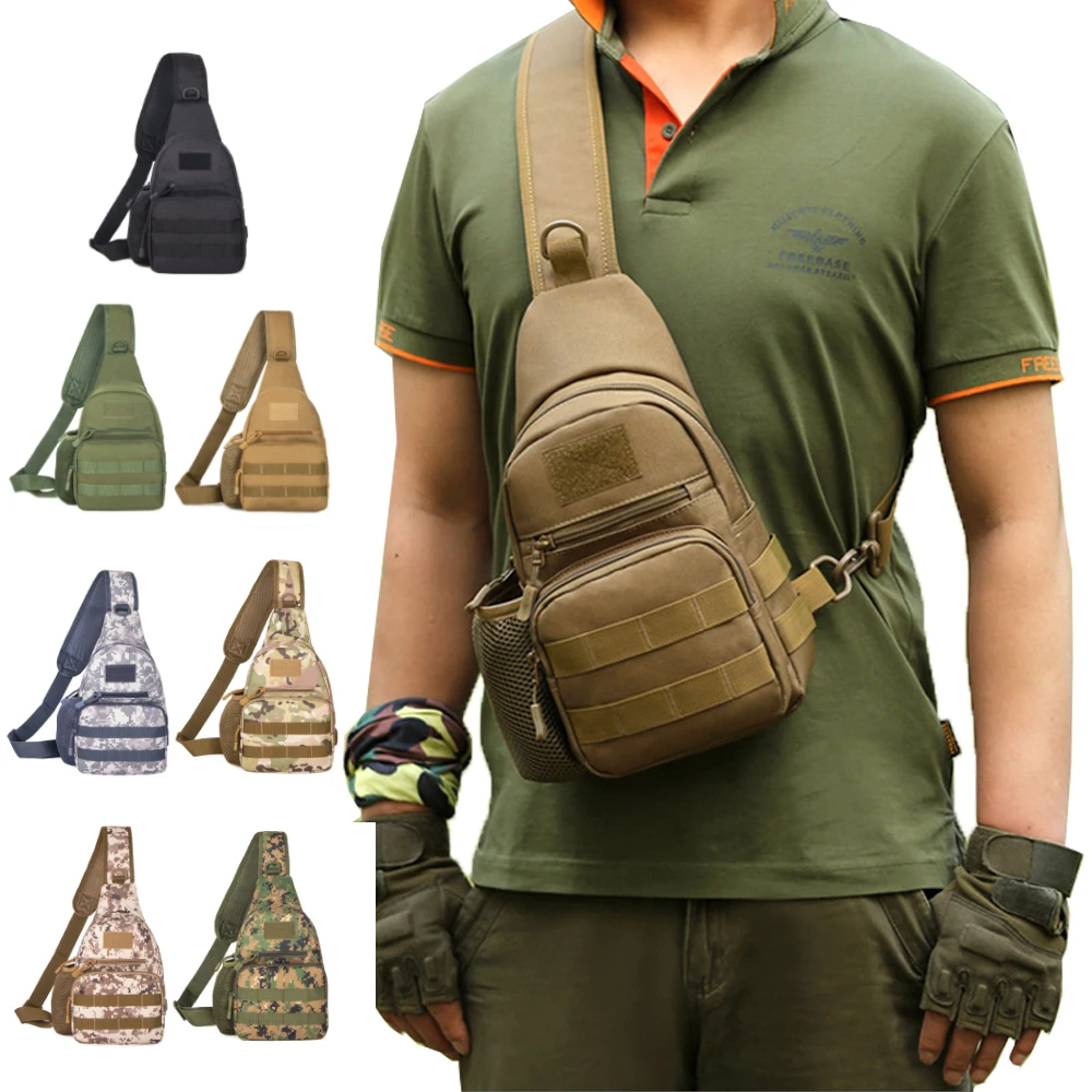 Bolso de pecho táctico para hombre, bandolera militar de camuflaje Multicam para exteriores, Camping, viaje, senderismo y caza, Y6322