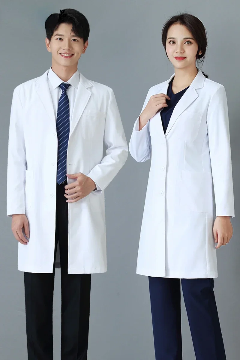 White gown long short sleeve doctor's overall beauty service dental plastic hospital work clothes lab coat high-end uniform