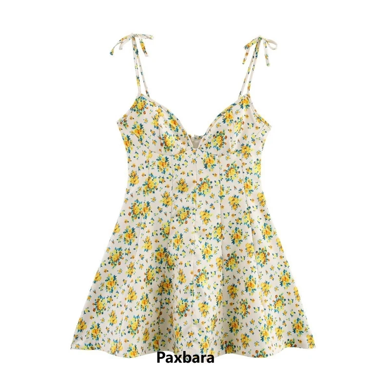 

Floral Print Strappy Poplin Dress For Women 2024 Spring New Slim Comfortable Casual Summer Sleeveless Party Beach Wear