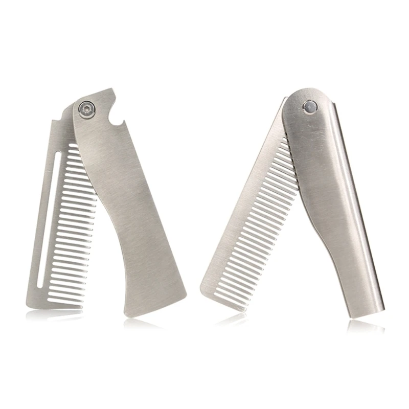 Precise Wide Tooth Men's Beard Comb Stainless Steel Foldable Hair Comb Drop Shipping