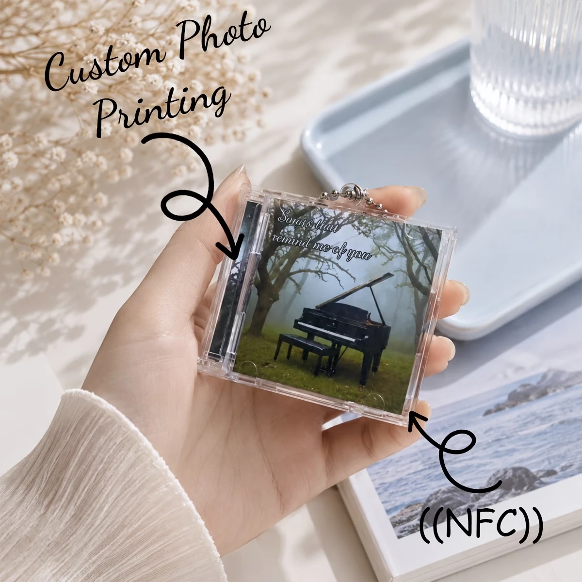 Custom transparent CD shell record pendant custom graphic CD shell key chain can print copywriting and picture literary nostalgi