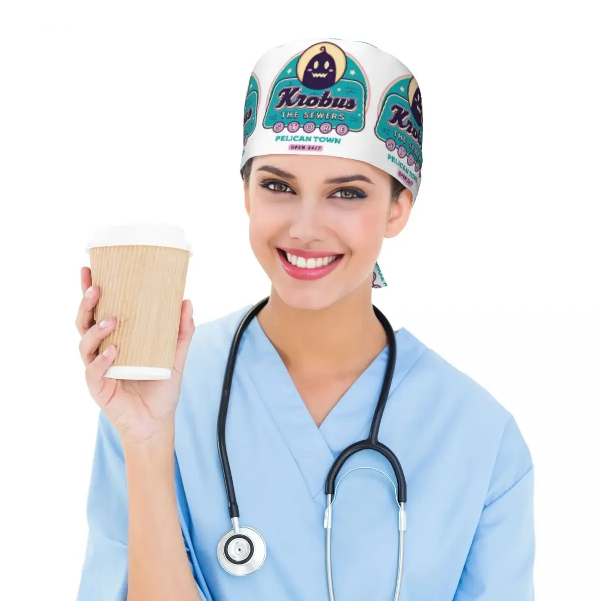 Krobus The Sewers Merchant Stardew Valley Scrub Hat Doctor Working Surgical Cap Unisex Adjustable Nursing Caps for Dentist view 4