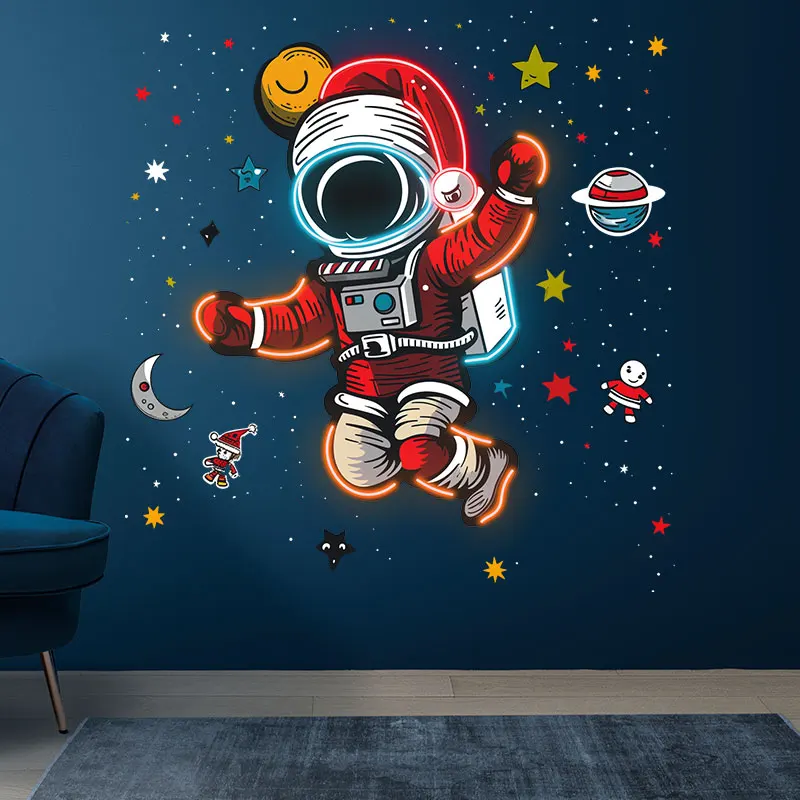 Astronaut Santa's Space Adventure: Spreading Holiday Cheer Among the Stars neon signs