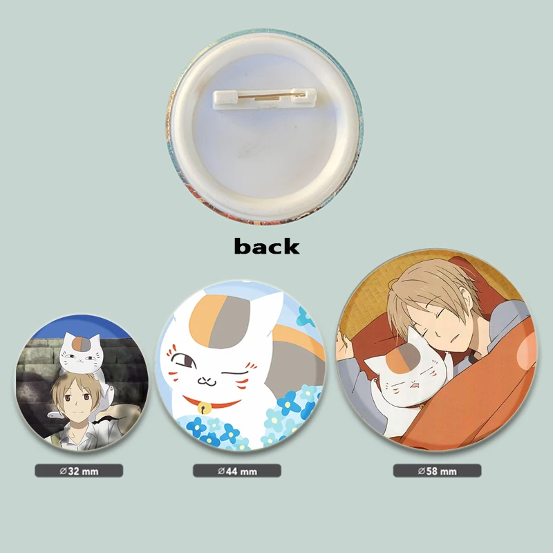 32/44/58MM Anime Natsume\'s Book of Friends Handmade Lapel Pins Round Soft Button Pin Creative Brooch Hat Jewelry Gifts