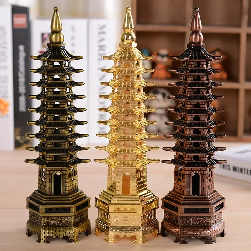 Creative Wenchang Tower Model Metal Crafts Decoration Office Decoration Opening Gift for Boss Living Room Decoration