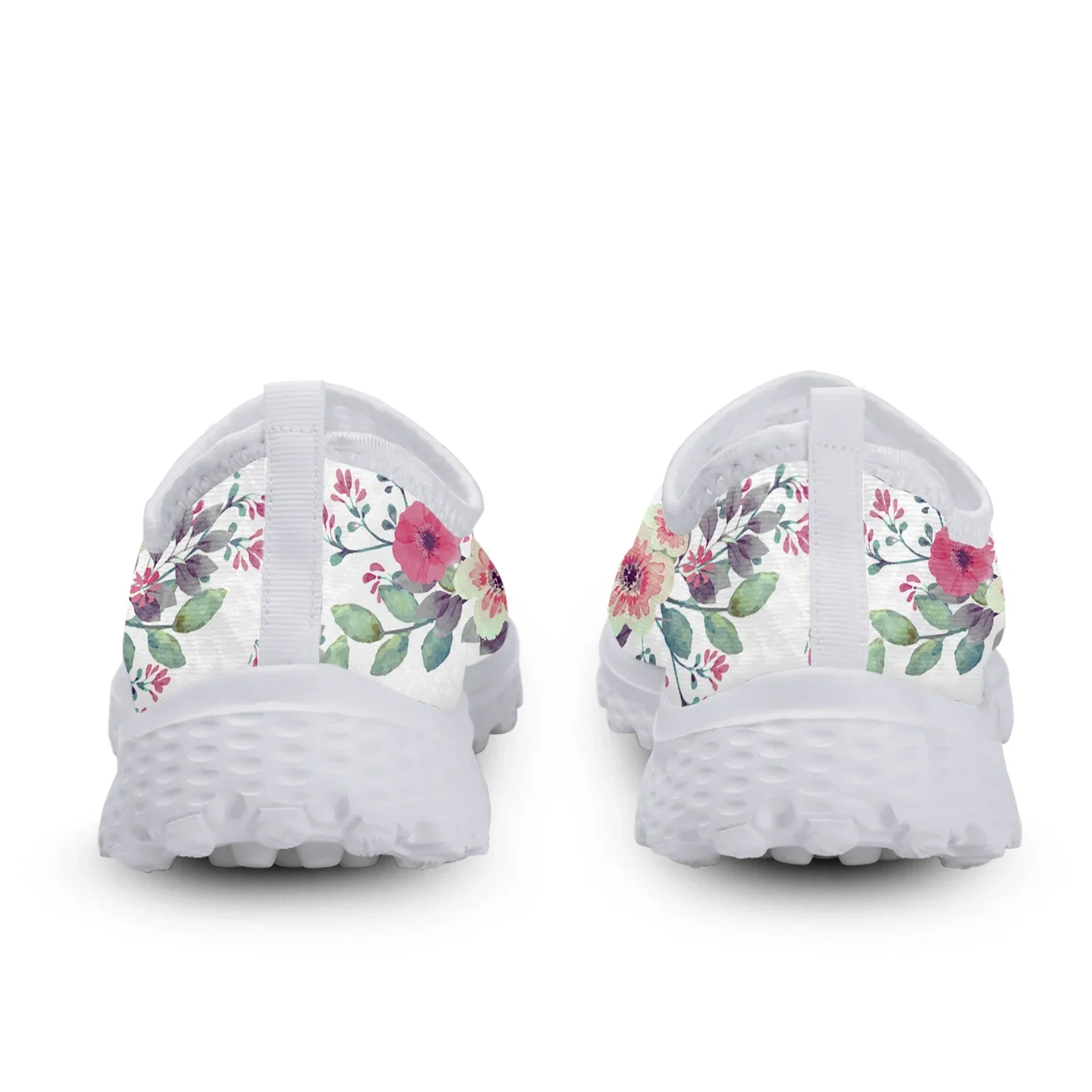 Chaussures de marche plates légères à imprimé animal pour dames, chaussures en maille respirante, vache à lait de dessin animé, imprimé hibiscus, été