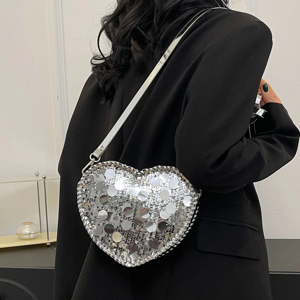 Exquisite Mini Crossbody Bag for Women 2026 Autumn New Sequined Phone Pack Textured Commuter Zipper One Shoulder Bags