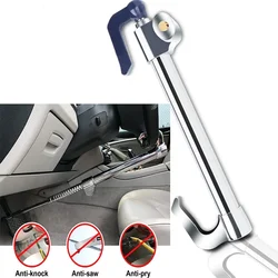 Metal Steering Wheel Brake Lock Anti-Theft Security Pedal Lock Retractable Double Hook Car Clutch Pedal Lock for Car Truck SUV