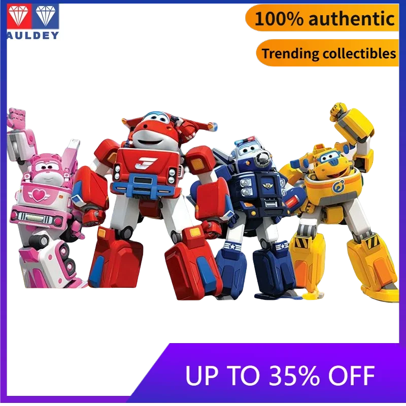 

Auldey Original Super Wings Q-Style Combiner Mecha Transforming Robot Set - Jett Fire Truck Transforming Toys For Kids Gift