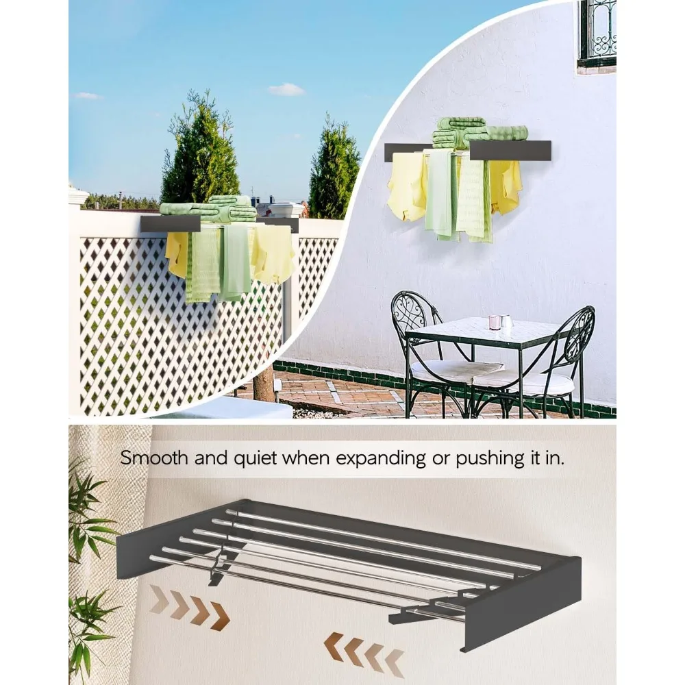 Indoor Foldable Wall Mounted Laundry Drying Rack, 40 Collapsible Clothes Hanger, Space-Saving Storage Solution