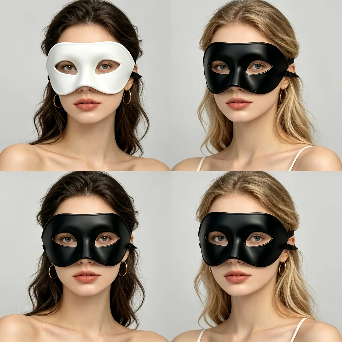 4pcs Black White Venetian Masks Colorable Durable Halloween Carnival Costume Party Activities Sexy Prom Masquerade Cosplay Half