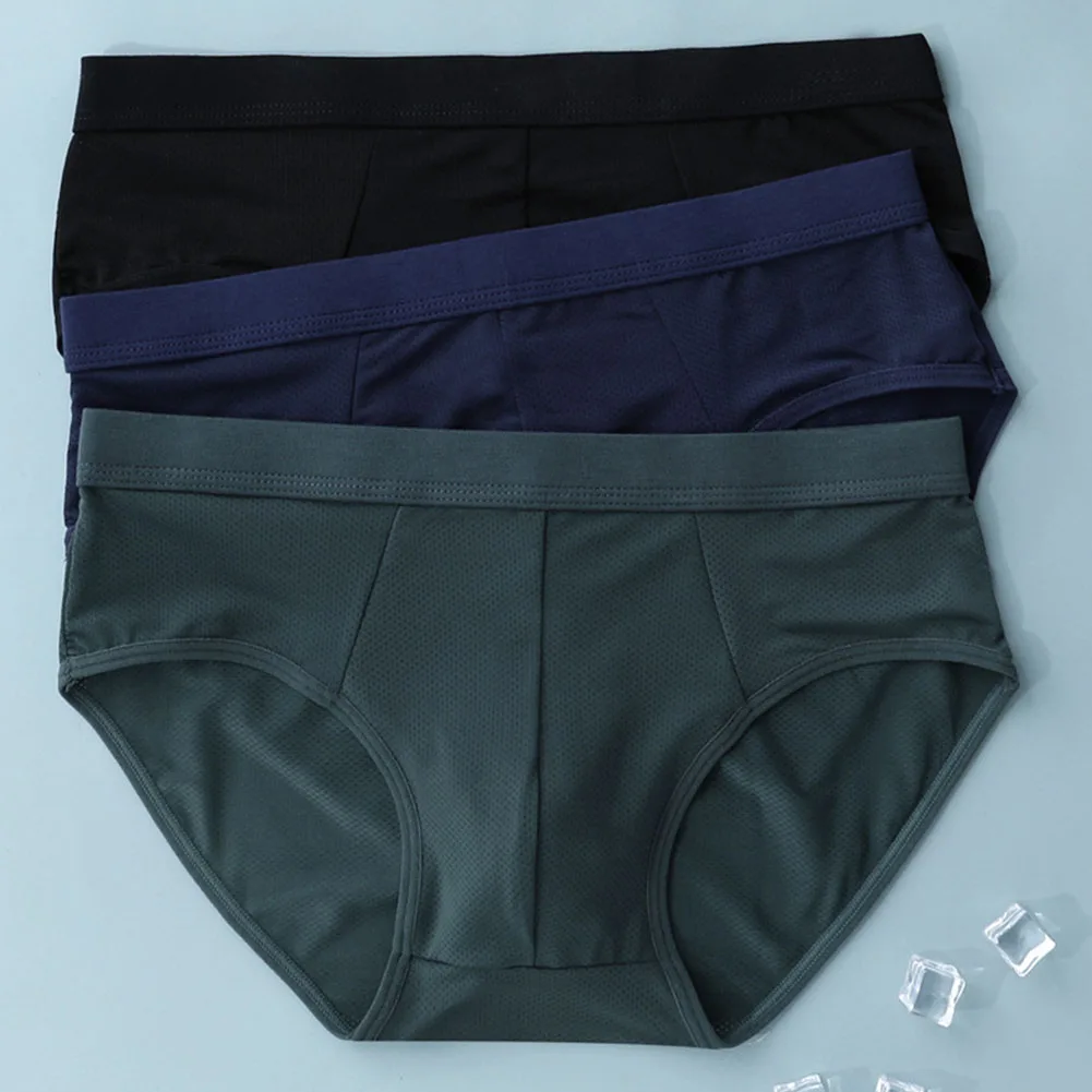 

Soft Ice Silk Underwear Classic Style Comfortable Briefs XL Breathable Briefs Classic Theme New Condition Pouch Design