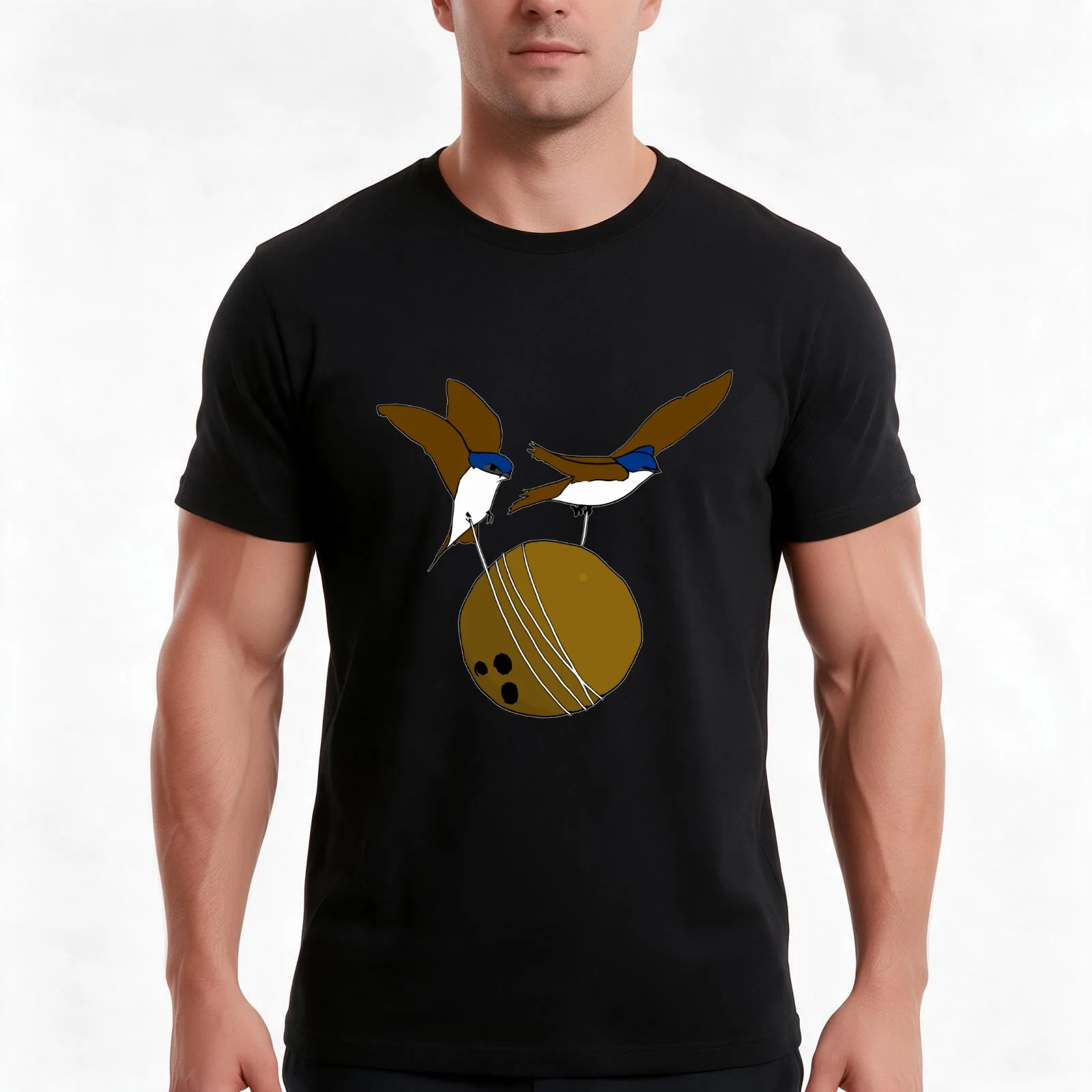 Swallows T-Shirt, Summer Casual Cotton Tee, Oversized Streetwear Tops, Vintage Graphic Print, Loose Fit Short Sleeve