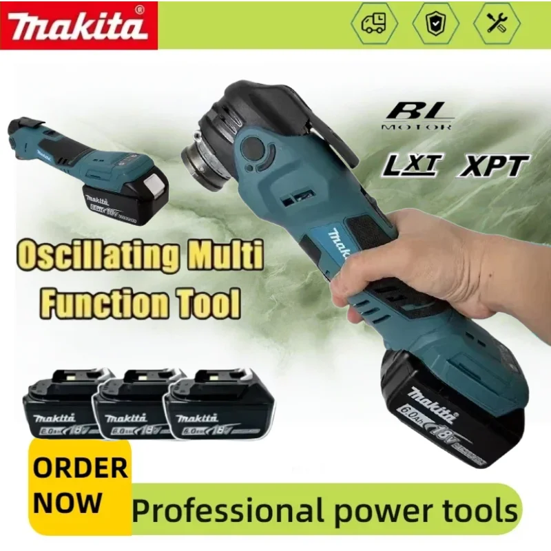 Kit de Herramienta Oscilante Compacta Makita de 18V sin Escobillas, Recortadora Eléctrica, Pala, Herramienta Eléctrica para Cortar Madera, Bricolaje