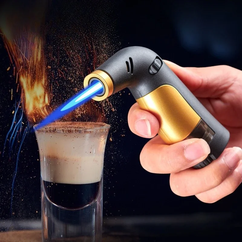 Cross Border Popular Creative Mini Outdoor Visible Gas Capacity Spray Gun Lighter Inflatable Lighter Smoking and Welding Tool